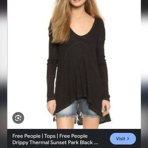 Drippy Thermal Sunset Park Black Top Small Free People Oversized Boho Grunge